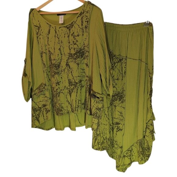 Moonlight  by Y & S Fashion Tops - Moonlight Lagenlook Maxi Skirt Tunic Set Boho Art to Wear Oversize Womens Large